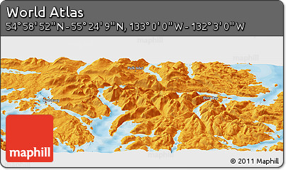 Political Panoramic Map of the Area around 55° 11' 31" N, 132° 31' 30" W