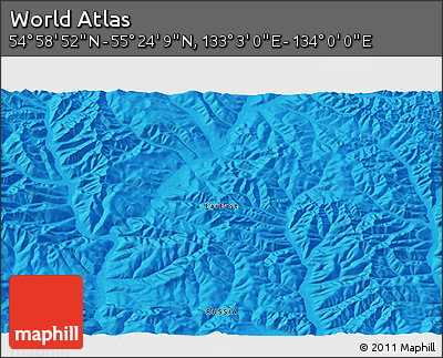 Political 3D Map of the Area around 55° 11' 31" N, 133° 31' 30" E