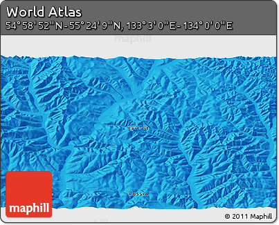 Political 3D Map of the Area around 55° 11' 31" N, 133° 31' 30" E