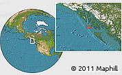Satellite Location Map of the area around 55° 11' 31" N, 134° 13' 29" W