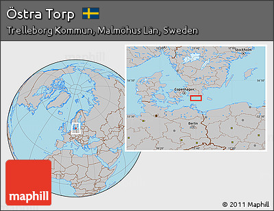 Gray Location Map of Östra Torp