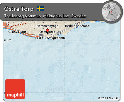 Shaded Relief Map of Östra Torp