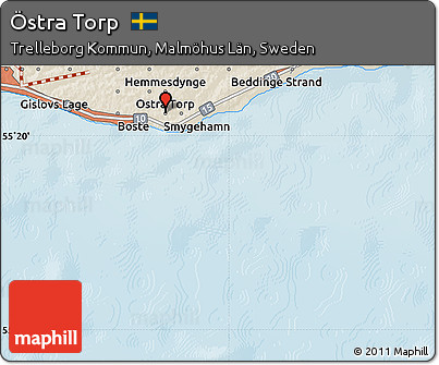 Shaded Relief Map of Östra Torp
