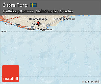 Shaded Relief Map of Östra Torp