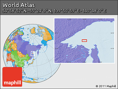 Political Location Map of the Area around 55° 11' 31" N, 140° 19' 29" E