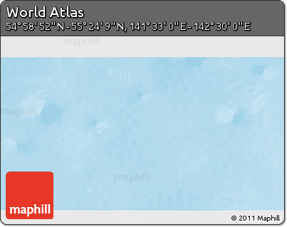 Physical 3D Map of the Area around 55° 11' 31" N, 142° 1' 30" E