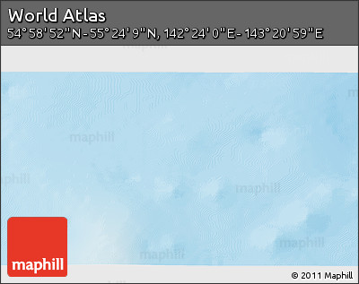 Physical 3D Map of the Area around 55° 11' 31" N, 142° 52' 30" E
