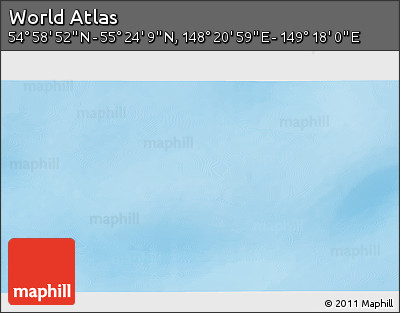 Physical 3D Map of the Area around 55° 11' 31" N, 148° 49' 29" E