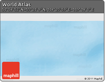 Physical 3D Map of the Area around 55° 11' 31" N, 148° 49' 29" E