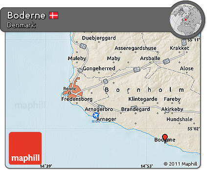 Shaded Relief Map of Boderne