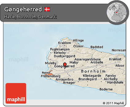 Shaded Relief Panoramic Map of Gøngeherred