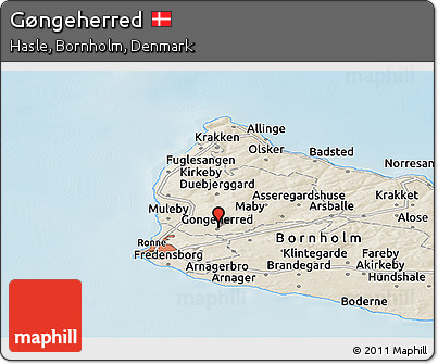 Shaded Relief Panoramic Map of Gøngeherred
