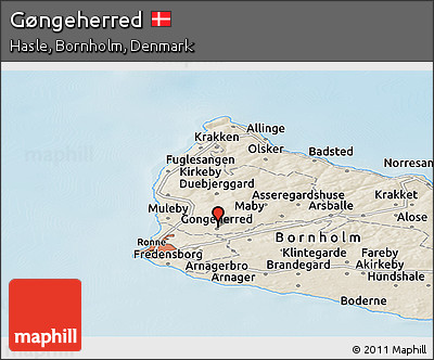 Shaded Relief Panoramic Map of Gøngeherred