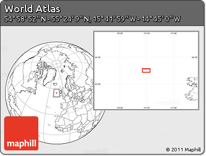 Blank Location Map of the Area around 55° 11' 31" N, 15° 13' 29" W