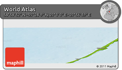 Physical Panoramic Map of the Area around 55° 11' 31" N, 20° 28' 30" E