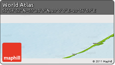 Physical Panoramic Map of the Area around 55° 11' 31" N, 20° 28' 30" E