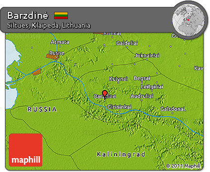 Physical 3D Map of Barzdinė