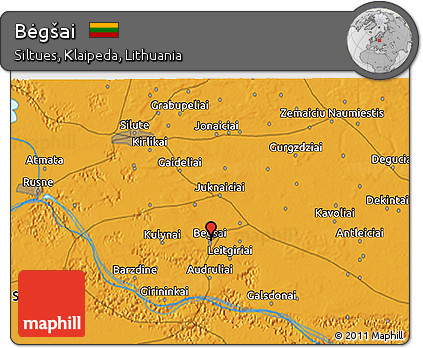 Political 3D Map of Bėgšai