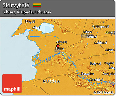Political 3D Map of Skirvytėlė
