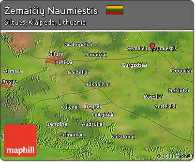 Satellite 3D Map of Žemaičių Naumiestis