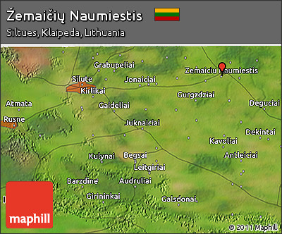 Satellite 3D Map of Žemaičių Naumiestis