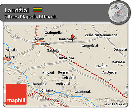 Shaded Relief 3D Map of Laudžiai