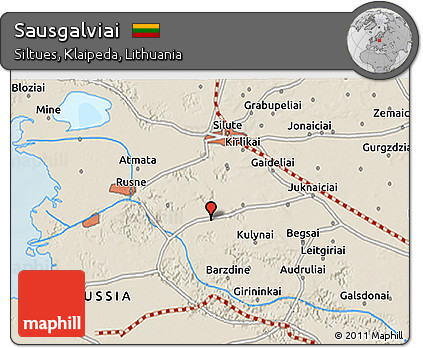 Shaded Relief 3D Map of Sausgalviai