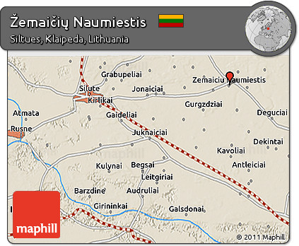 Shaded Relief 3D Map of Žemaičių Naumiestis
