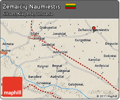 Shaded Relief 3D Map of Žemaičių Naumiestis