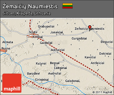 Shaded Relief 3D Map of Žemaičių Naumiestis