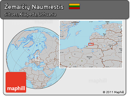 Gray Location Map of Žemaičių Naumiestis