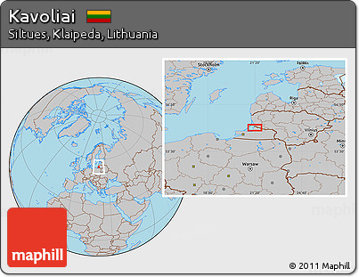 Gray Location Map of Kavoliai