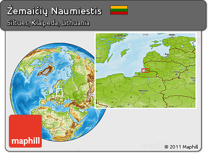 Physical Location Map of Žemaičių Naumiestis