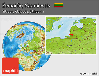 Physical Location Map of Žemaičių Naumiestis