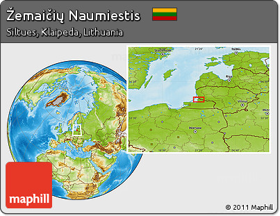 Physical Location Map of Žemaičių Naumiestis