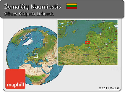Satellite Location Map of Žemaičių Naumiestis