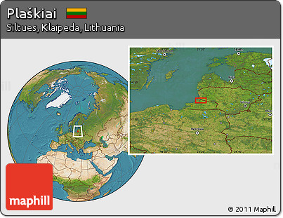 Satellite Location Map of Plaškiai