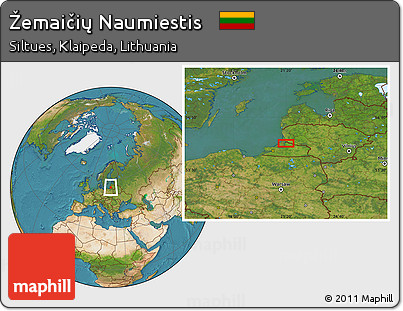 Satellite Location Map of Žemaičių Naumiestis