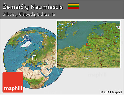 Satellite Location Map of Žemaičių Naumiestis