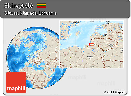 Shaded Relief Location Map of Skirvytėlė