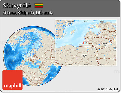 Shaded Relief Location Map of Skirvytėlė