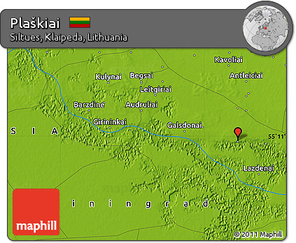 Physical Map of Plaškiai