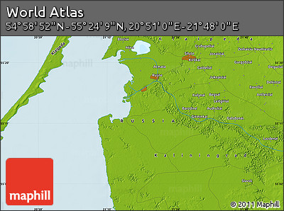 Physical Map of the Area around 55° 11' 31" N, 21° 19' 30" E
