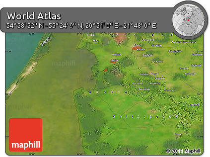 Satellite Map of the Area around 55° 11' 31" N, 21° 19' 30" E