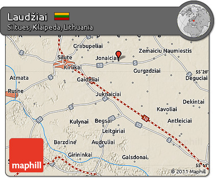 Shaded Relief Map of Laudžiai