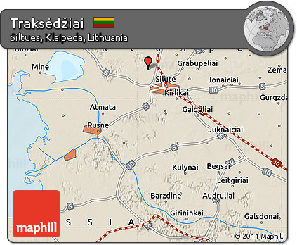 Shaded Relief Map of Traksėdžiai