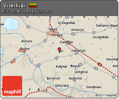 Shaded Relief Map of Vileikiai