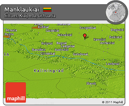 Physical Panoramic Map of Manklaukiai