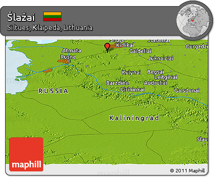 Physical Panoramic Map of Šlažai
