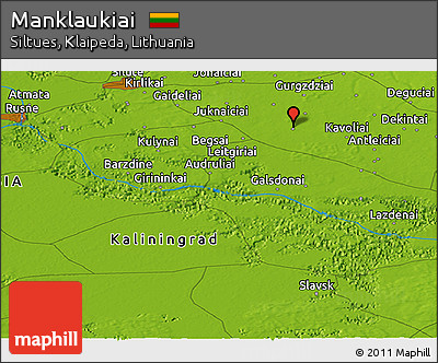 Physical Panoramic Map of Manklaukiai